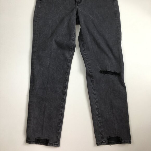 NWT EXPRESS Gray Mom Jean Super High Waist Step Fray Hem Distressed Jeans - Picture 8 of 12